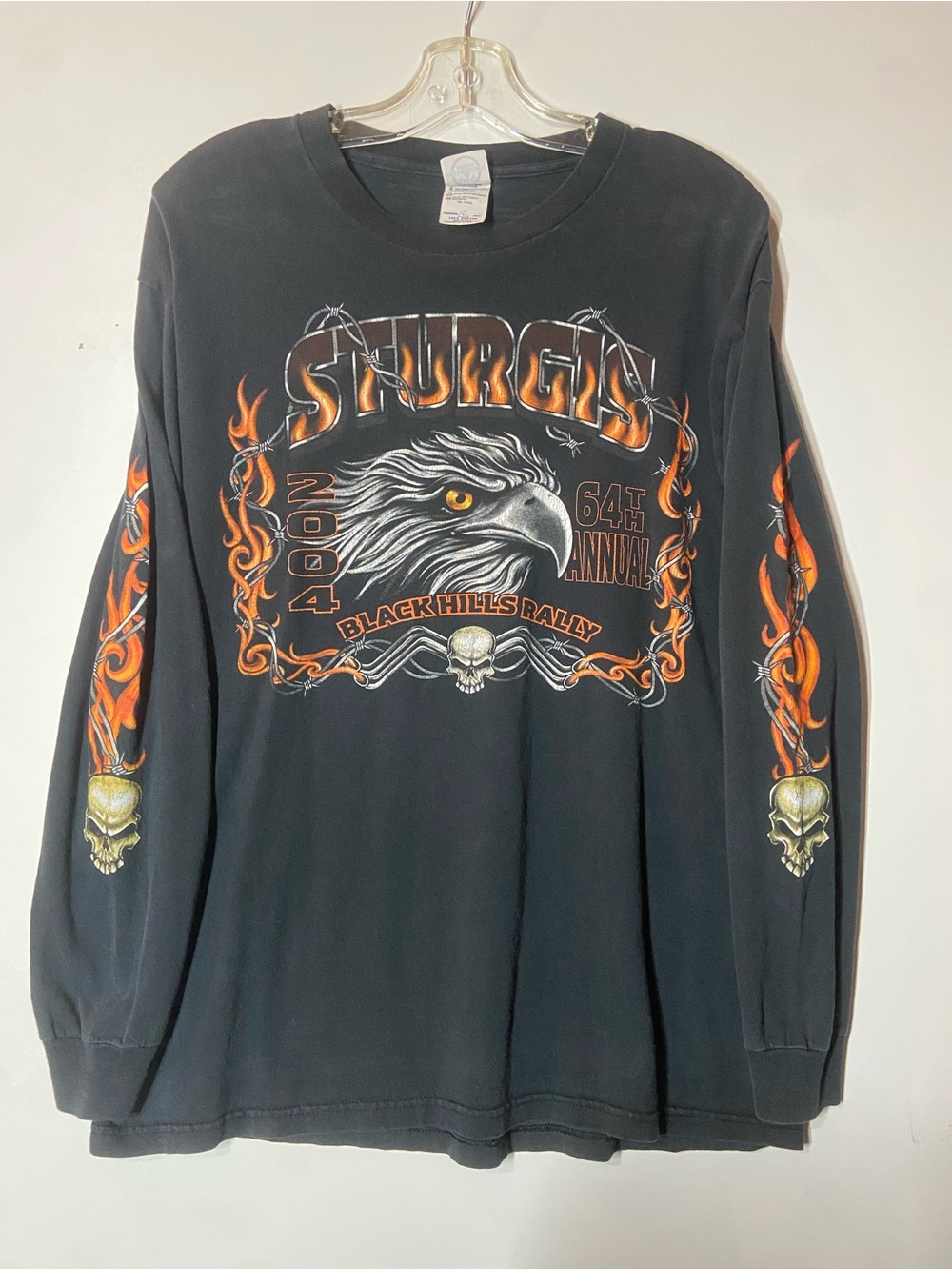 Vintage Sturgis Black Hills Rally 2004 Black Long Sleeve Graphic Tee